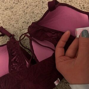 Maroon Lace Bra